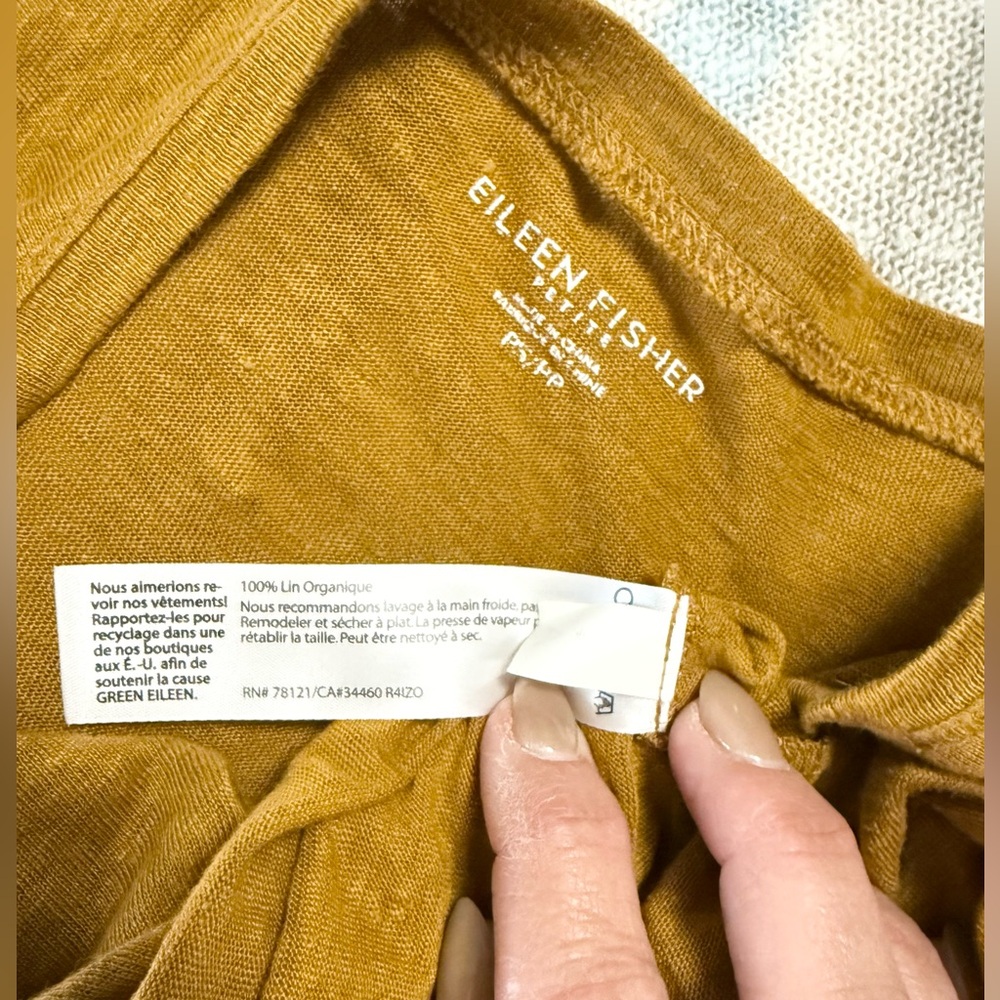 Eileen Fisher Organic Linen Jersey Asymmetric Hem Linen T-Shirt - Picture 10 of 10
